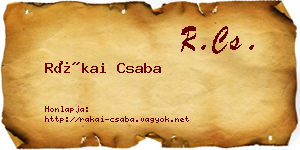 Rákai Csaba névjegykártya